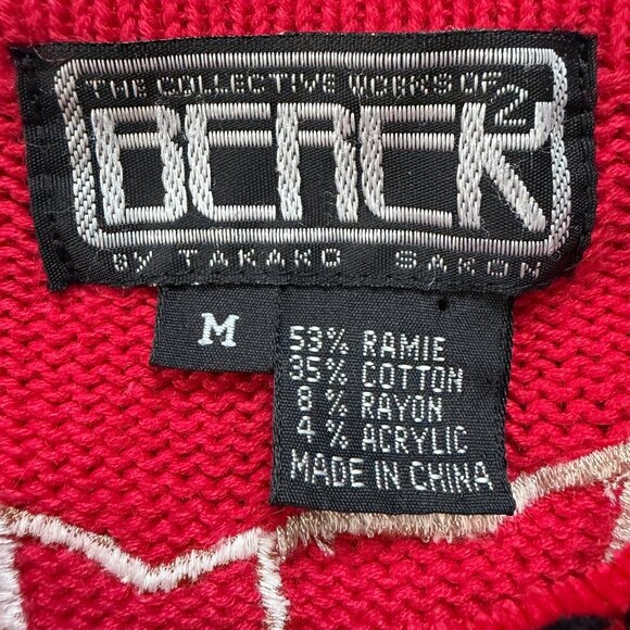 VINTAGE 80s Berek by Takako Sakon Red Cat Cardigan Sweater Medium - Picture 11 of 15